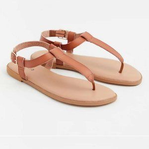 Torrid Cognac Faux Vegan Leather T-Strap Sandal (WW)